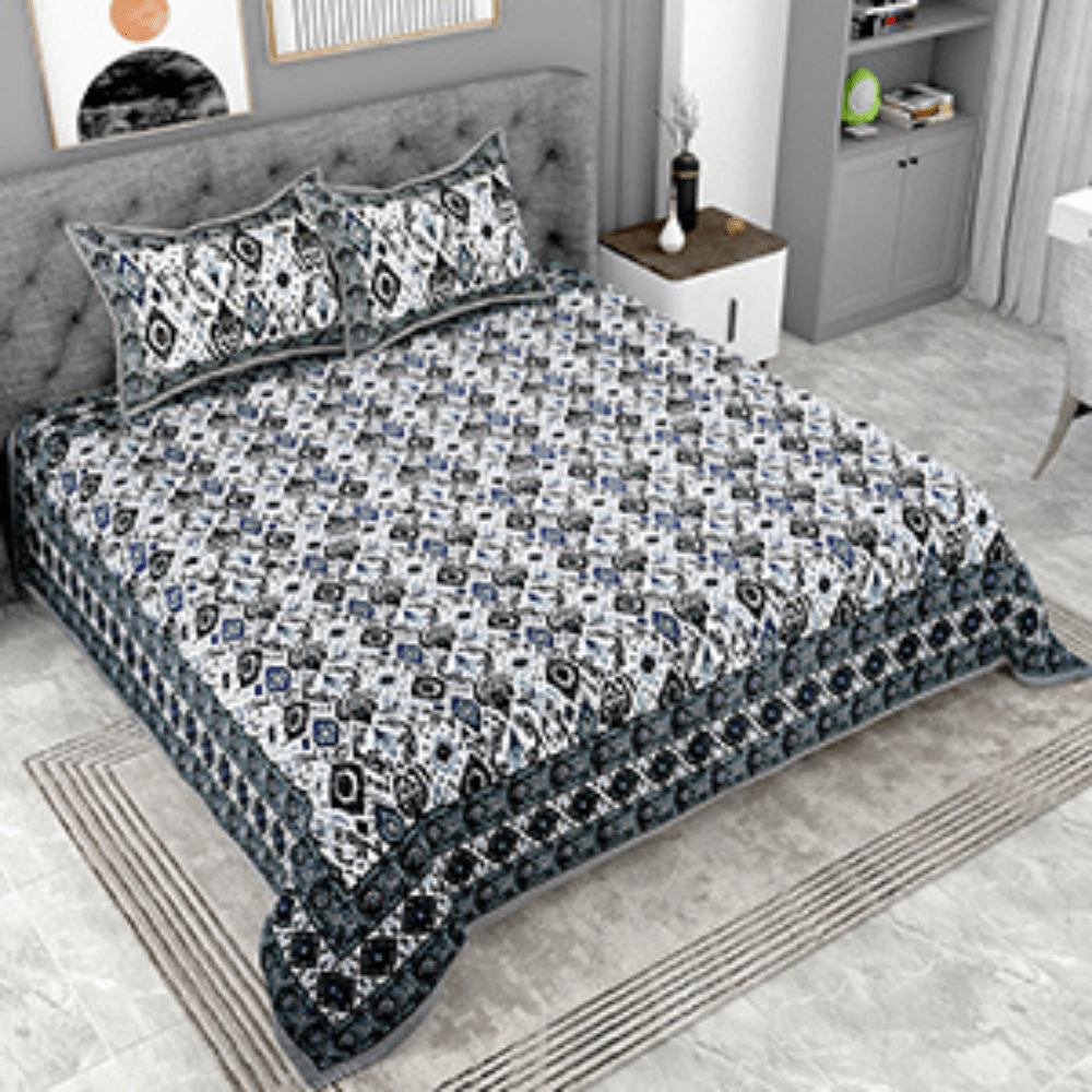 A2 | 108*108 | 100% Cotton | Bedsheet with two Pillow Covers | Super king Bed sheets