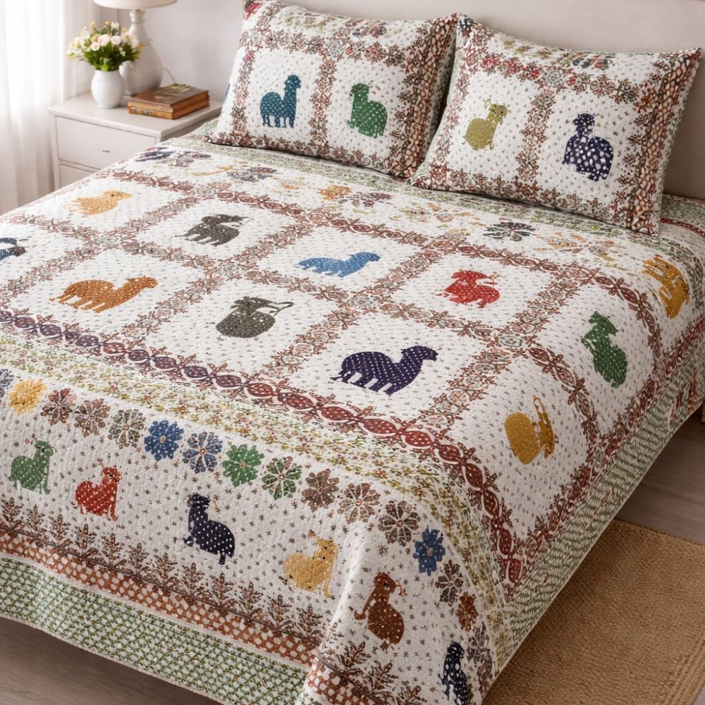 A2 | 108*108 | 100% Cotton | Bedsheet with two Pillow Covers | King Size Bed sheets