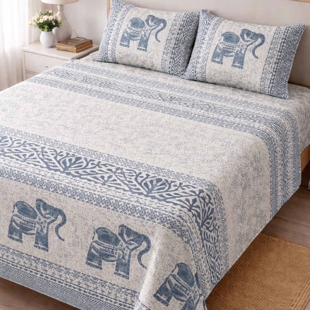 A1 | 90*108 | 100% Cotton | Bedsheet with two Pillow Covers | Double size Bedsheets