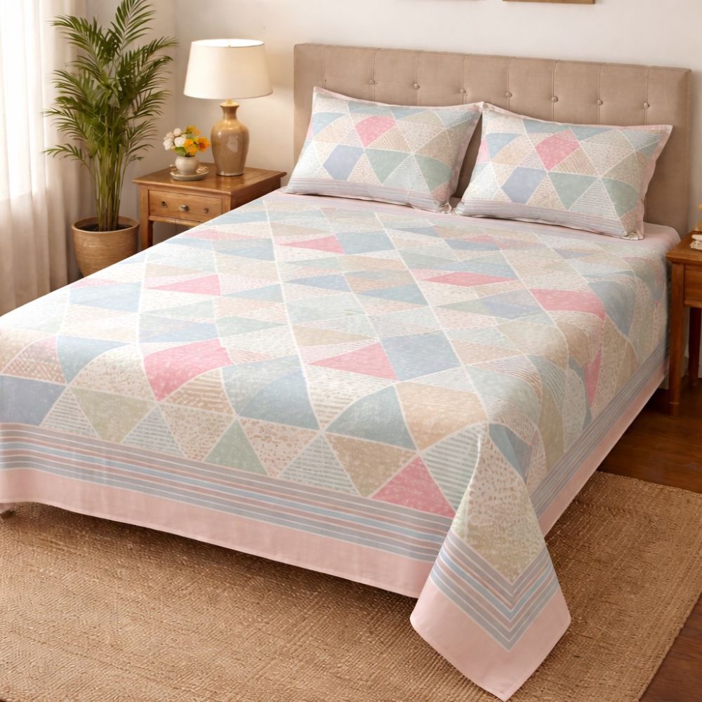 Patola | 95*108 | 100% Cotton | Bedsheet with two Pillow Covers | King size Bedsheets
